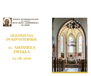21. NIEDZIELA ZWYKŁA  -  23. 08. 2026